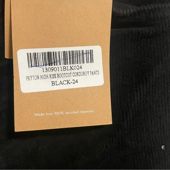 NWT Reformation Peyton High Rise Bootcut Corduroy Pants Black- Size 24 - Picture 7 of 8